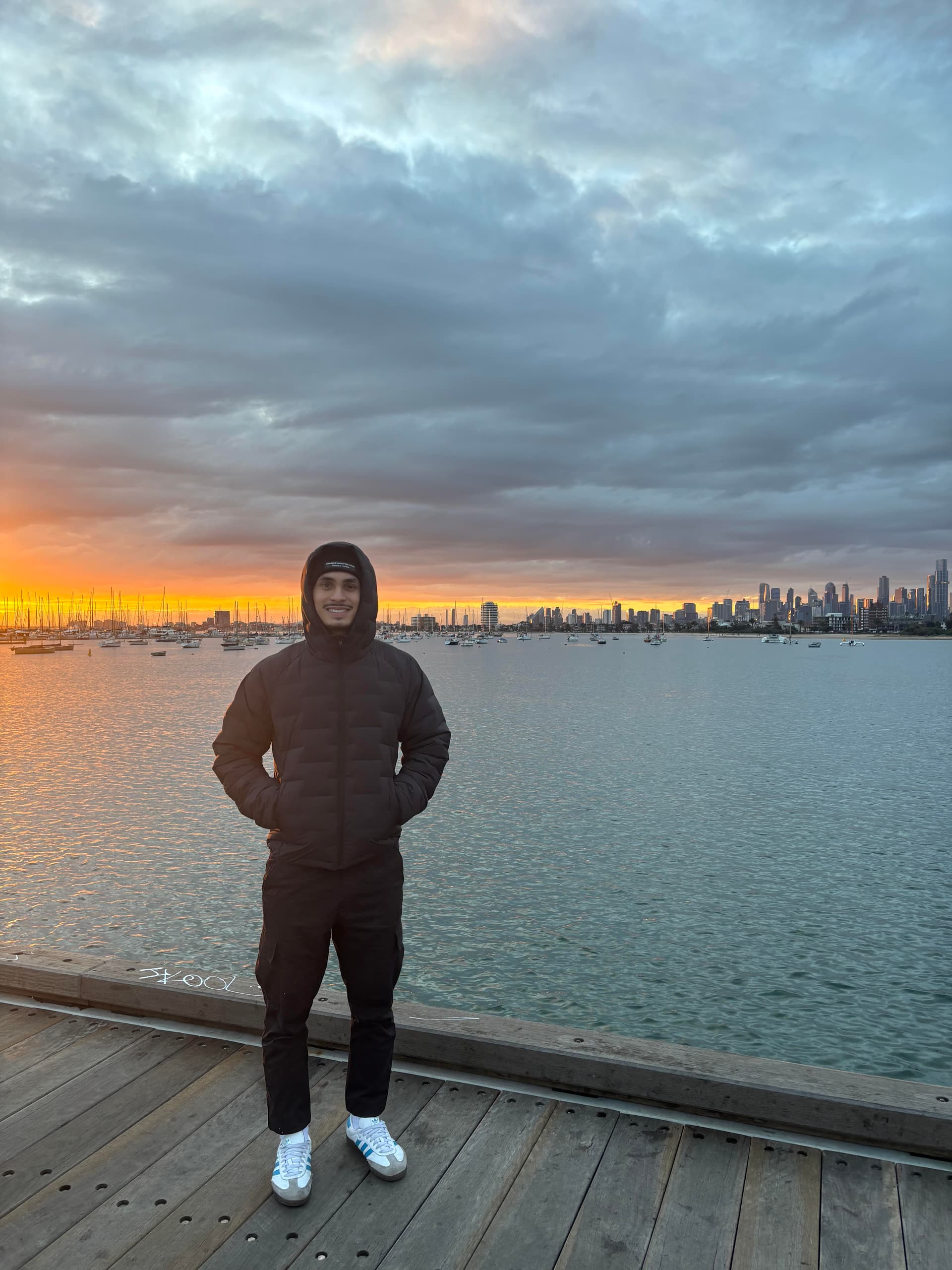 Michael Lo Russo at Melbourne waterfront sunset