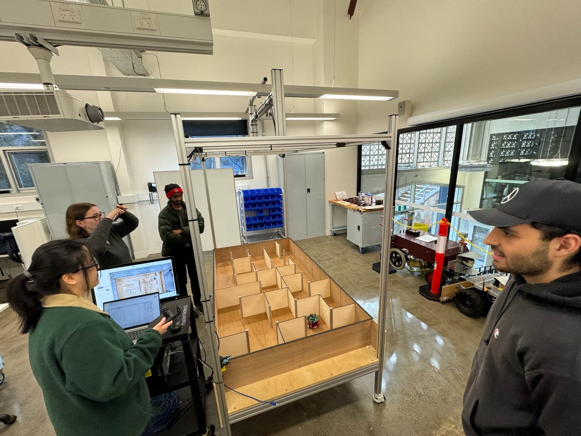 Micromouse robot testing inside maze